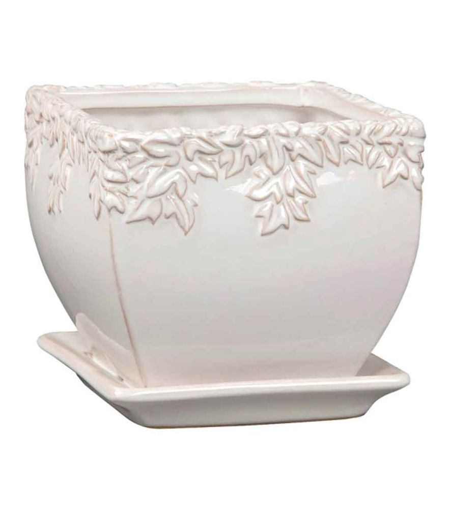 Border Concepts, Ivy League Square 8" Moonstone Planter, 521385