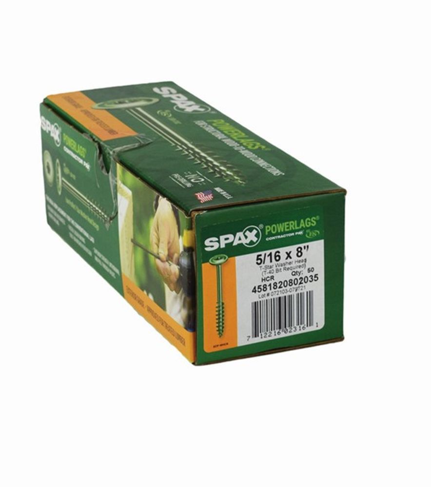 SPAX, T-Star 5/16" x 8" Washer Head Contractor Screws, 50 Pack
