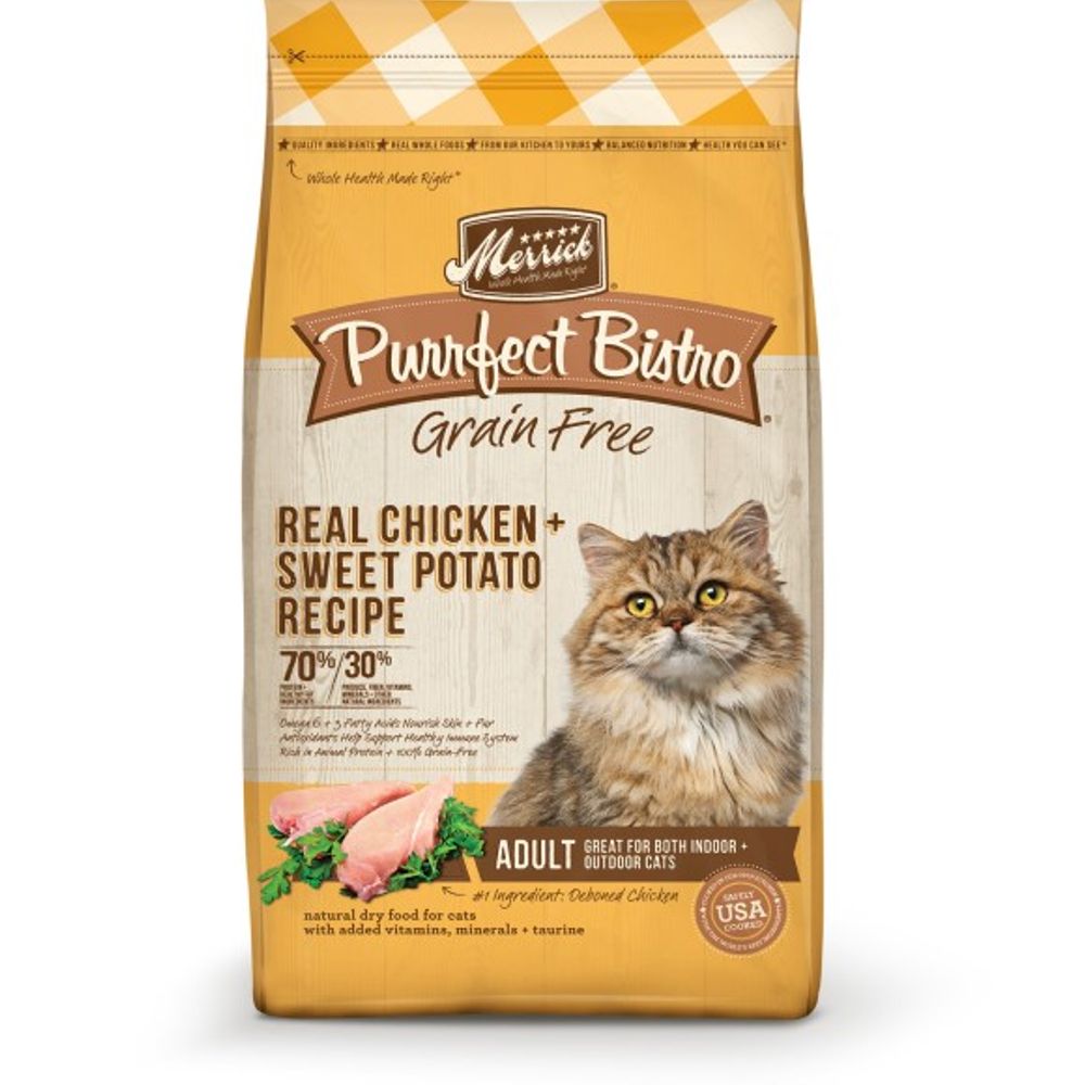 Merrick, Purrfect Bistro Grain Free Real Chicken & Sweet Potato Recipe Cat Food, 4 lb