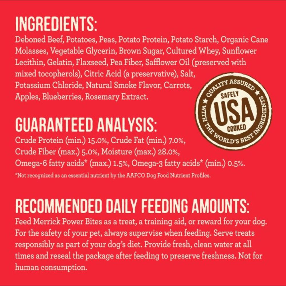 Merrick, Real Beef Power Bites Dog Treats, 6 oz