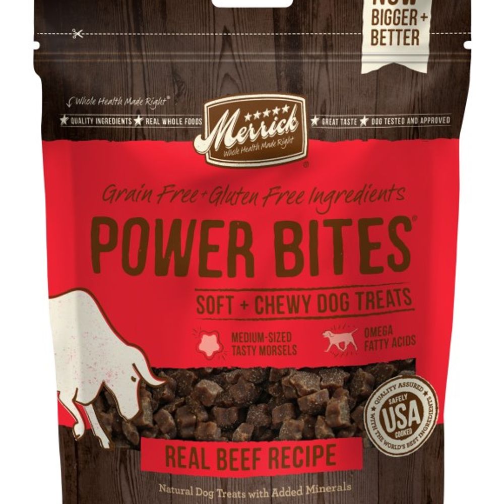 Merrick, Real Beef Power Bites Dog Treats, 6 oz