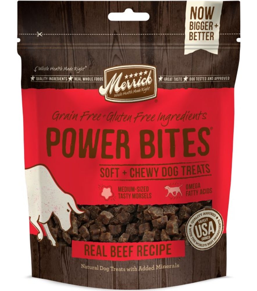 Merrick, Real Beef Power Bites Dog Treats, 6 oz