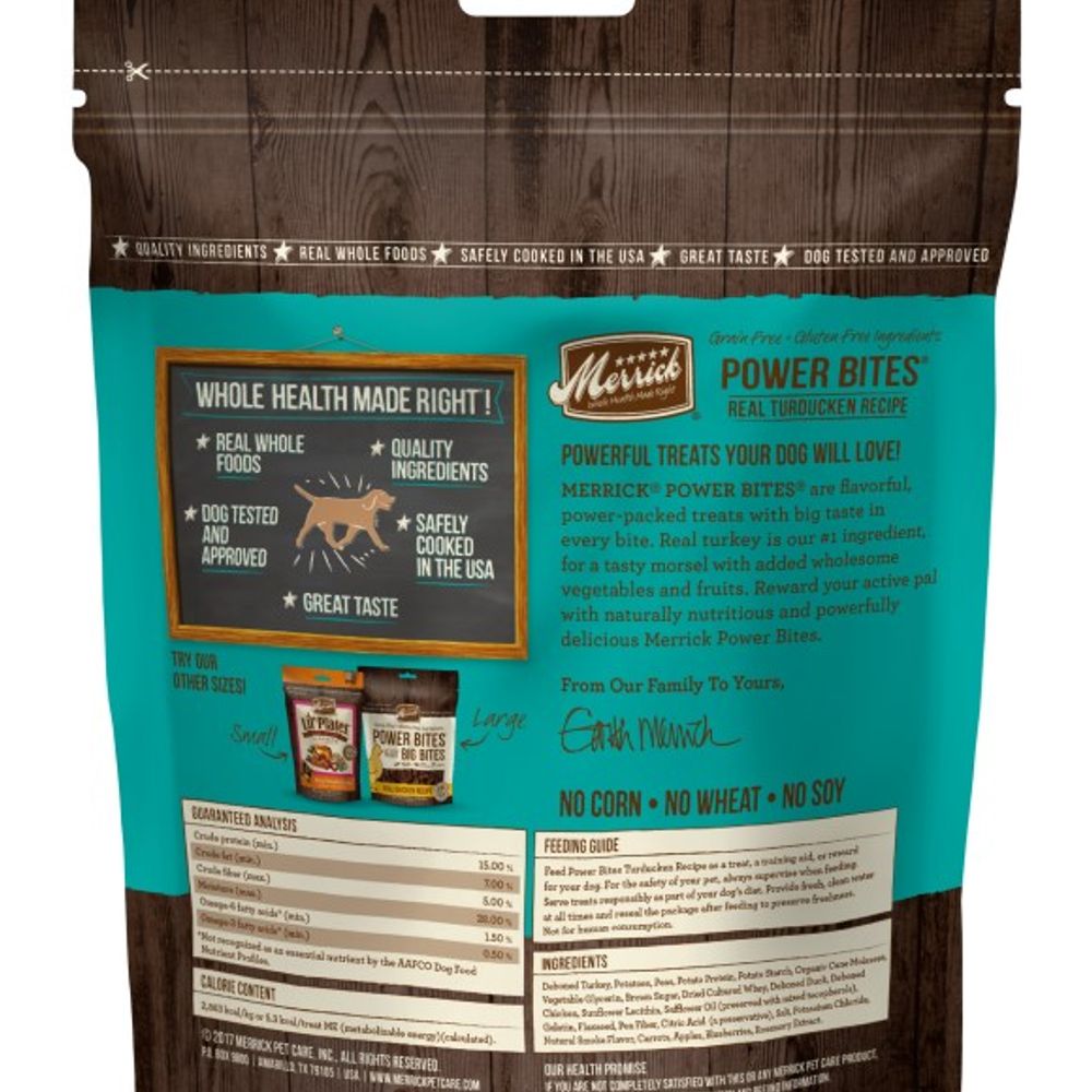Merrick, Real Turducken Power Bites Dog Treats, 6 oz