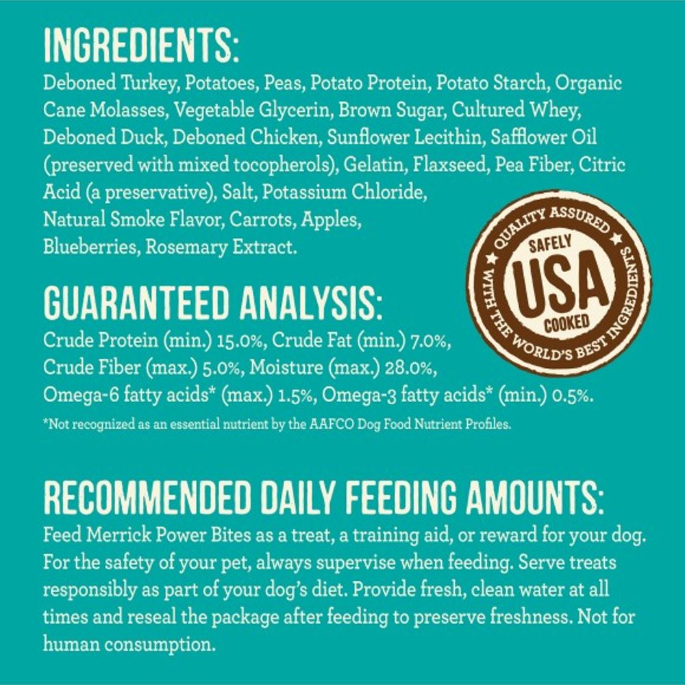 Merrick, Real Turducken Power Bites Dog Treats, 6 oz