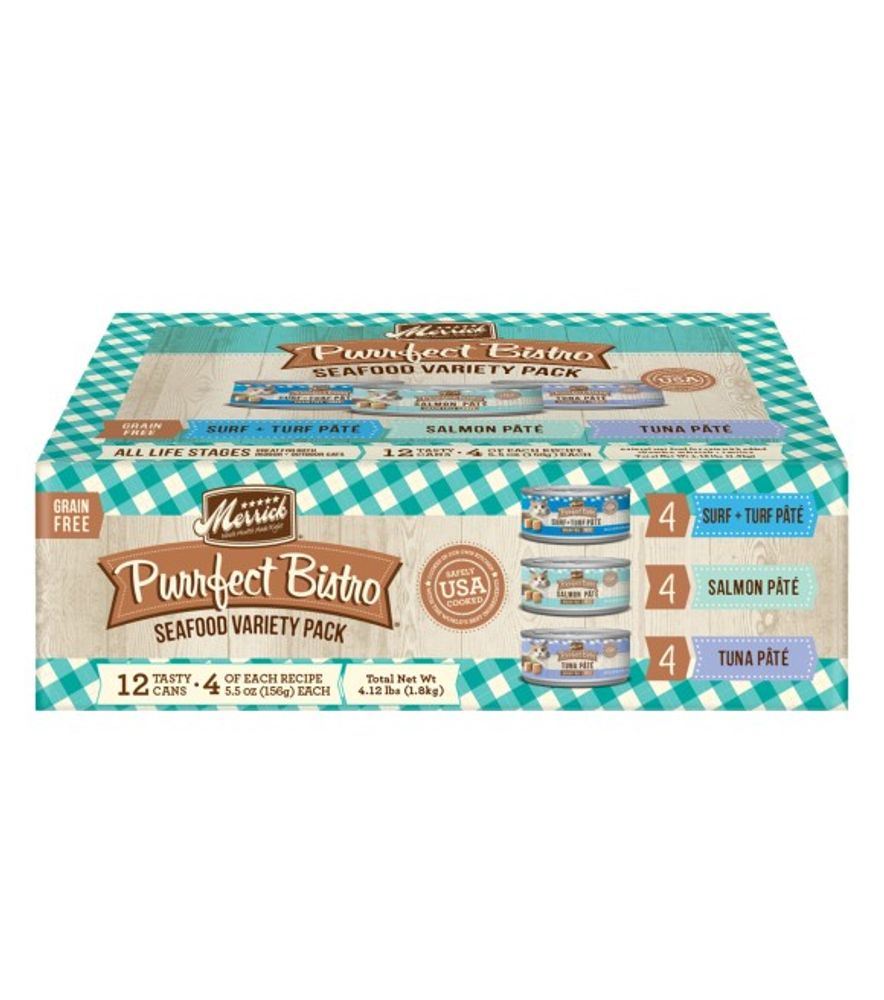 Merrick, Purrfect Bistro Seafood Variety, 12 pk