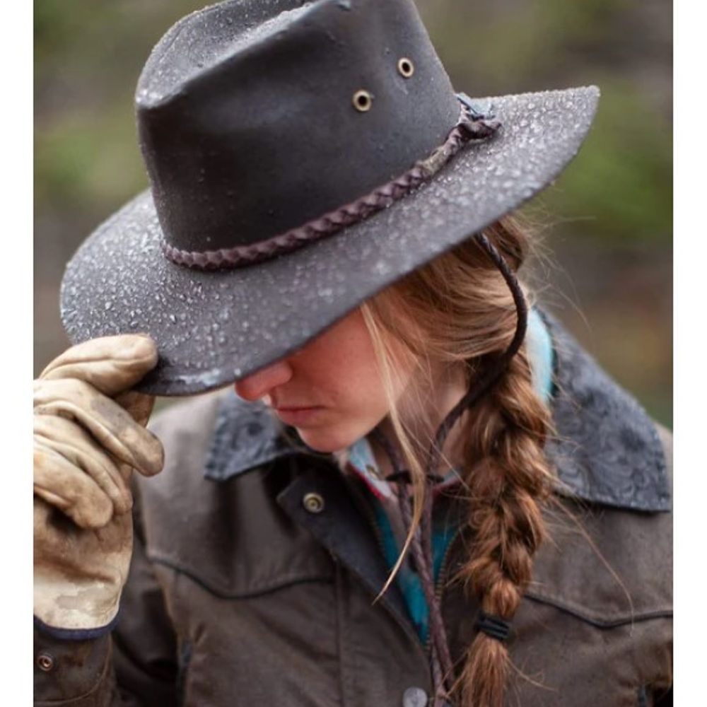 Outback, Black Grizzly Oilskin Hat, 1486 