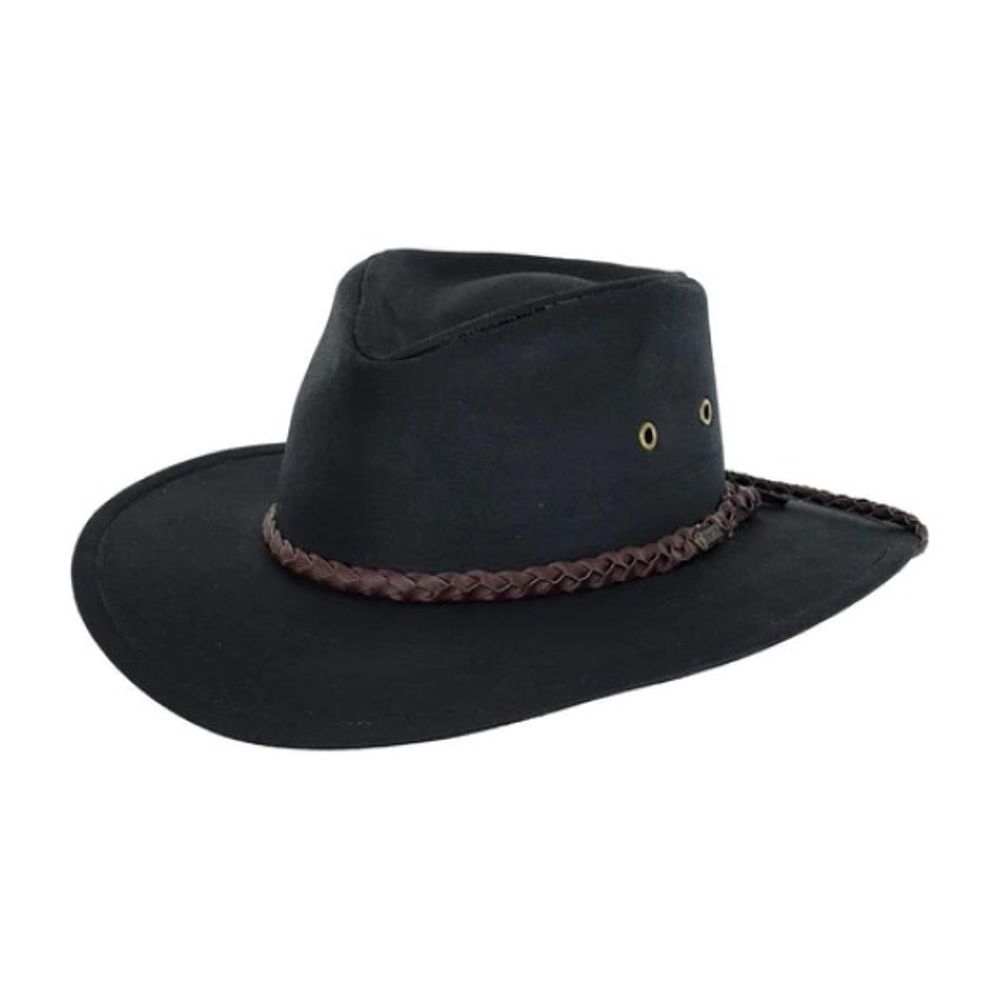 Outback, Black Grizzly Oilskin Hat, 1486 