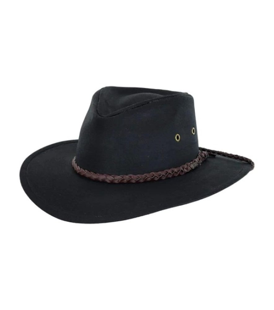Outback, Black Grizzly Oilskin Hat, 1486