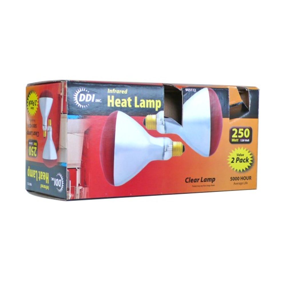 R40 250W Red Heat Lamp Bulb, 2 pk