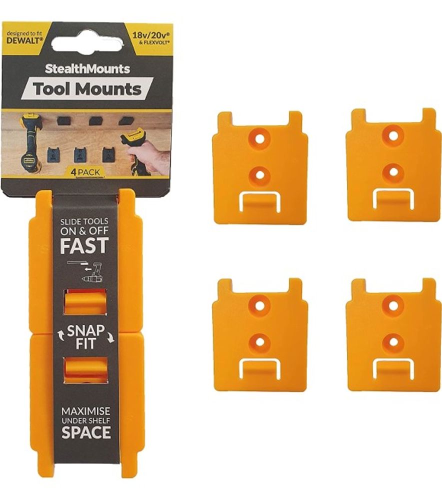StealthMounts, 18/20V Tool Mount 4 Pack, TM-DW18-YLW-4