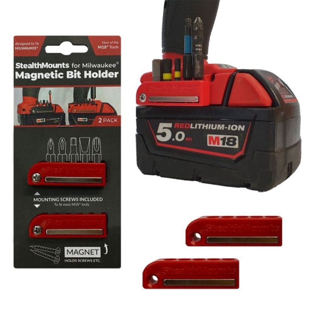 StealthMounts, Magnetic Bit Holder 2 Pack, BH-MW18-RED-2