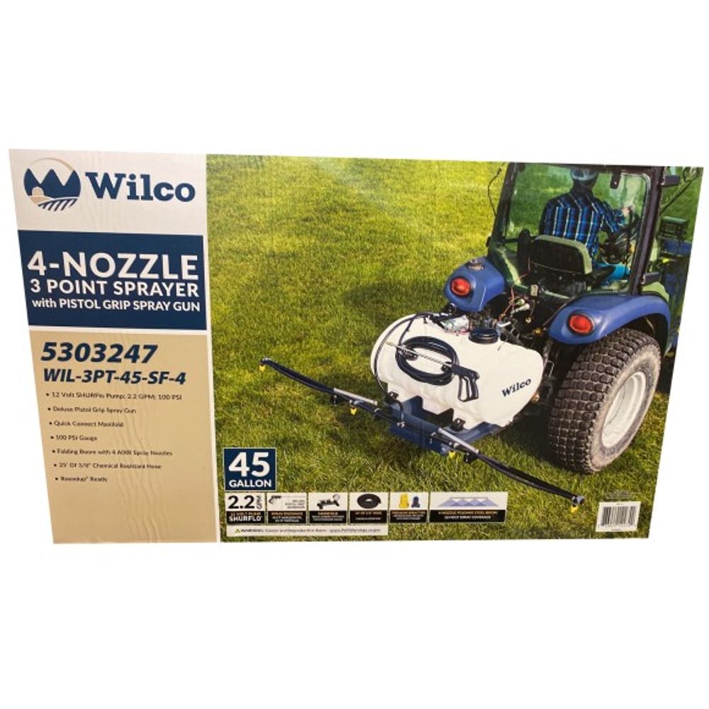 Wilco, 45 Gal 4-Nozzel 3 Point Sprayer with Pump, 5303247