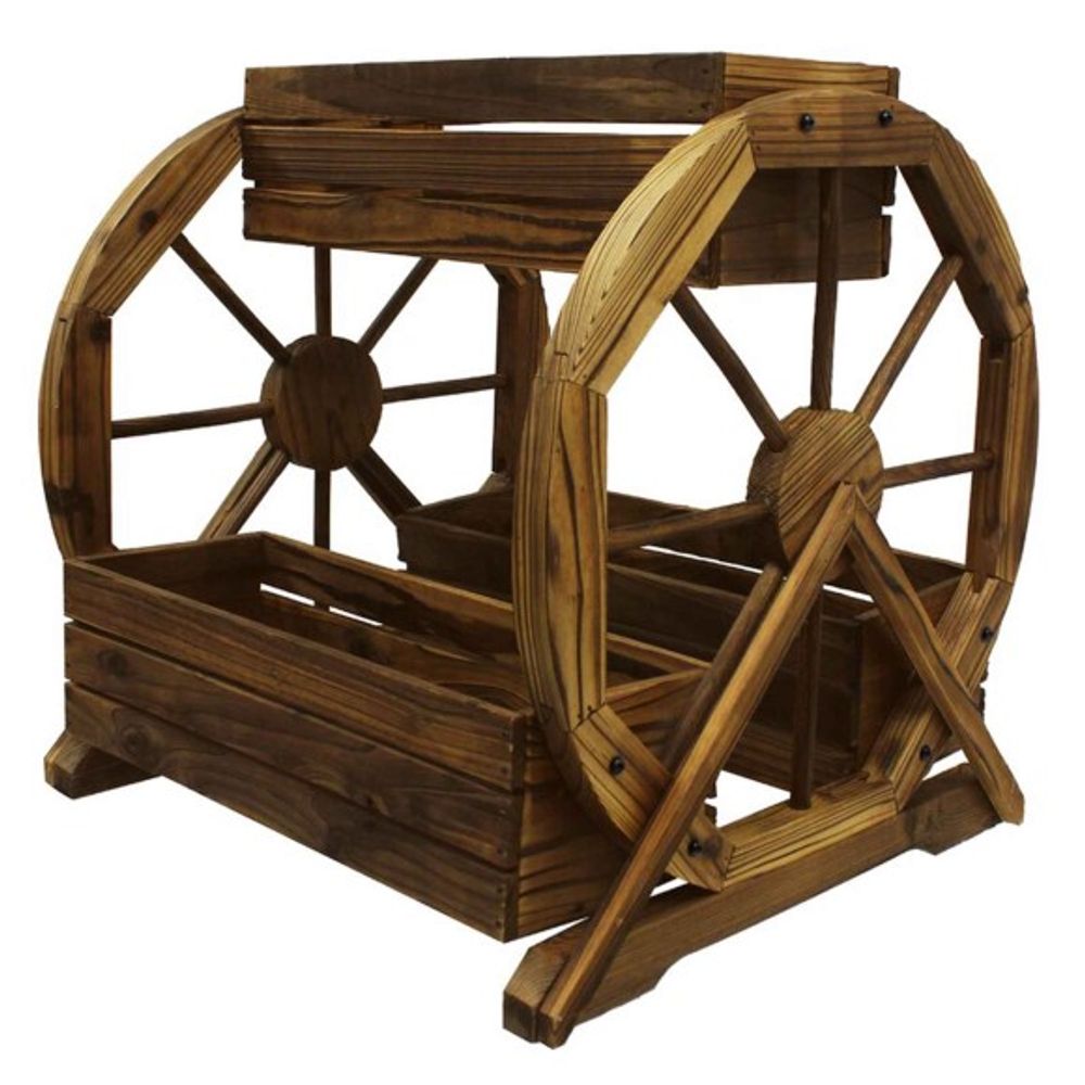 Backyard Expressions, Wagon Wheel Wood Planter, 911360