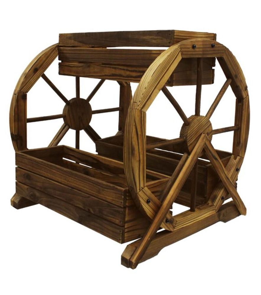 Backyard Expressions, Wagon Wheel Wood Planter, 911360