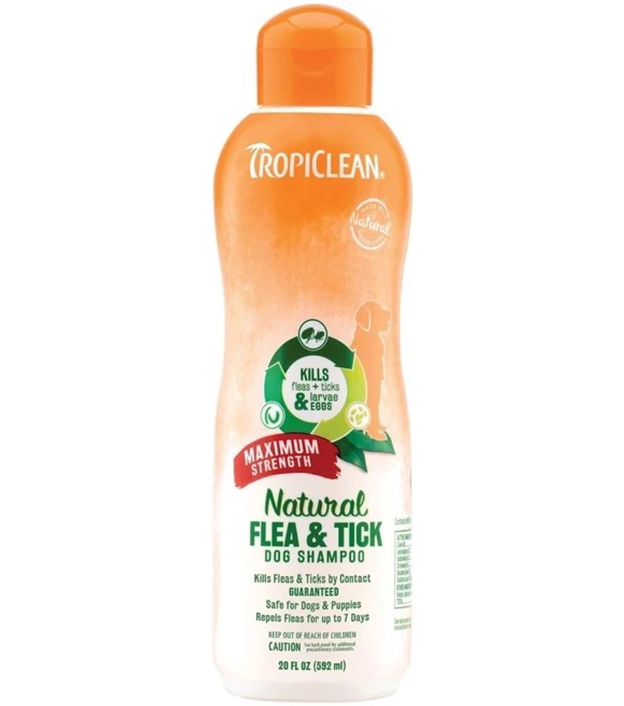 Tropiclean, Natural Flea & Tick Maximum Strength Dog Shampoo, 20 oz