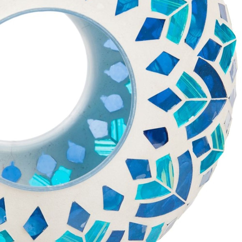 Evergreen, Blue Mosaic Glass Circle Bird Feeder, 2BF7091