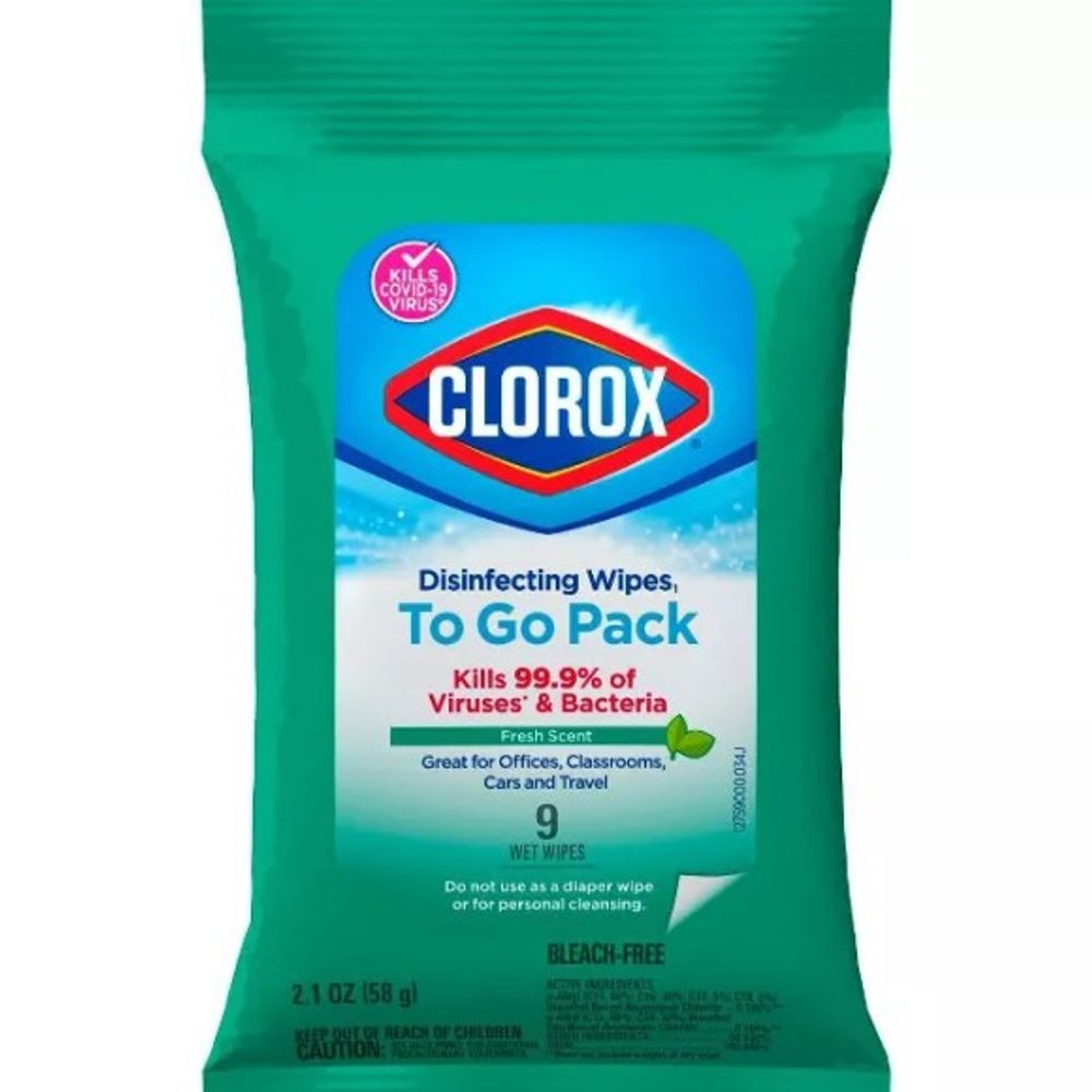 Clorox, On the Go Disinfecting Wipes, 9 Pack