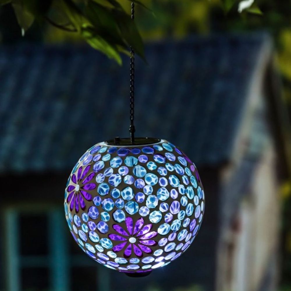 Evergreen, Solar 8" Daisies Mosaic Gazing Ball, 2SP7204