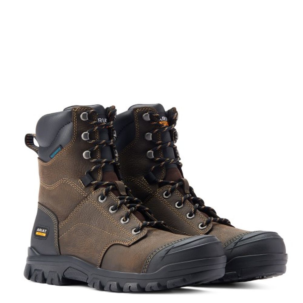 Ariat, Men's Brown Treadfast 8" Waterproof Work Boots