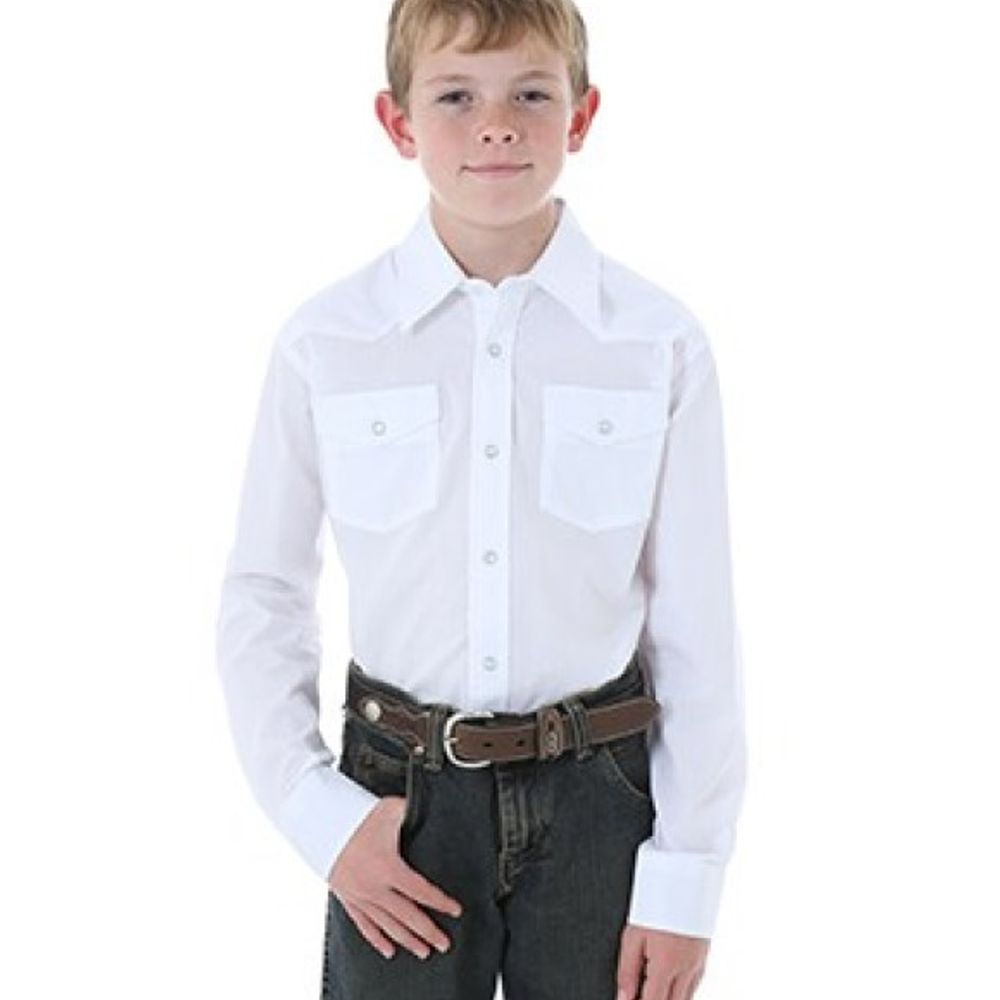 Wrangler, Boys White Long Sleeve Dress Shirt, 204WHSL