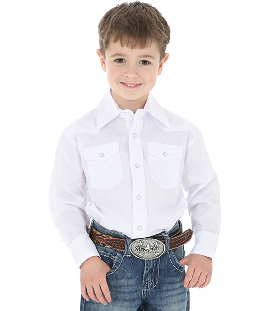 Wrangler, Boys White Long Sleeve Dress Shirt, 204WHSL