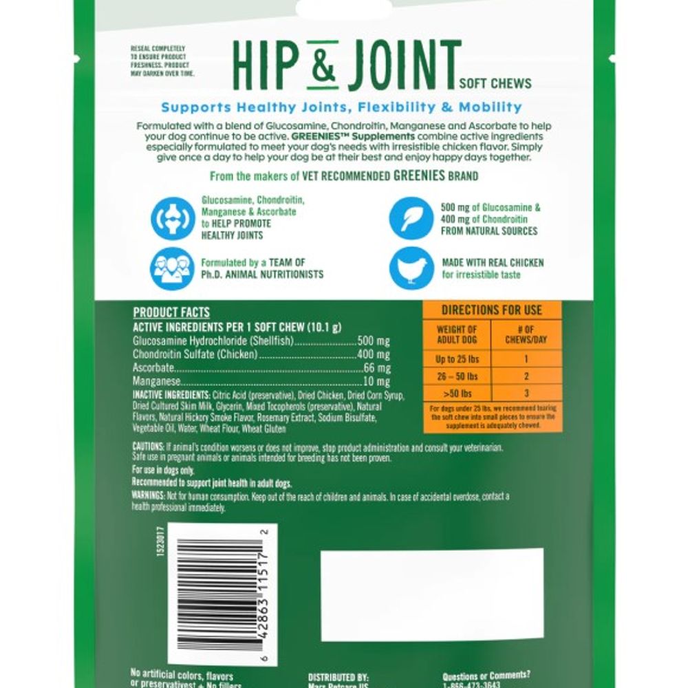 Greenies, Hip & Joint Dog Supplements, 30 count 