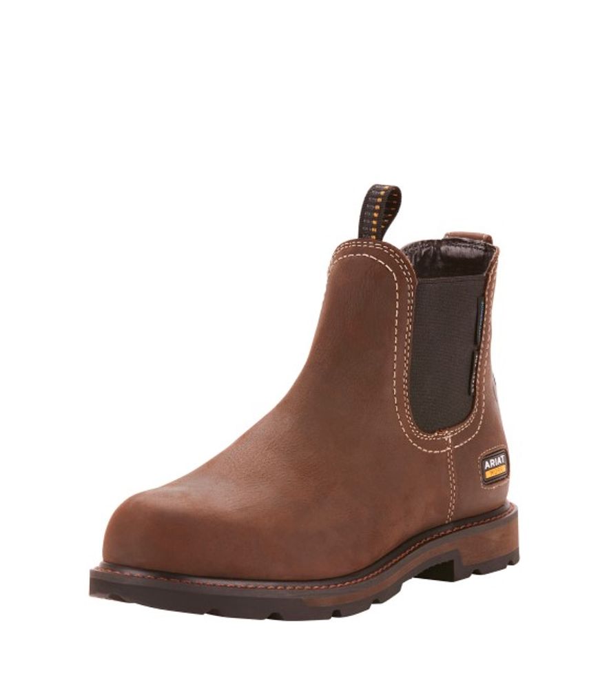 Ariat, Men's Brown Groundbreaker Chelsea Waterproof Steel Toe Work Boot, 10024983