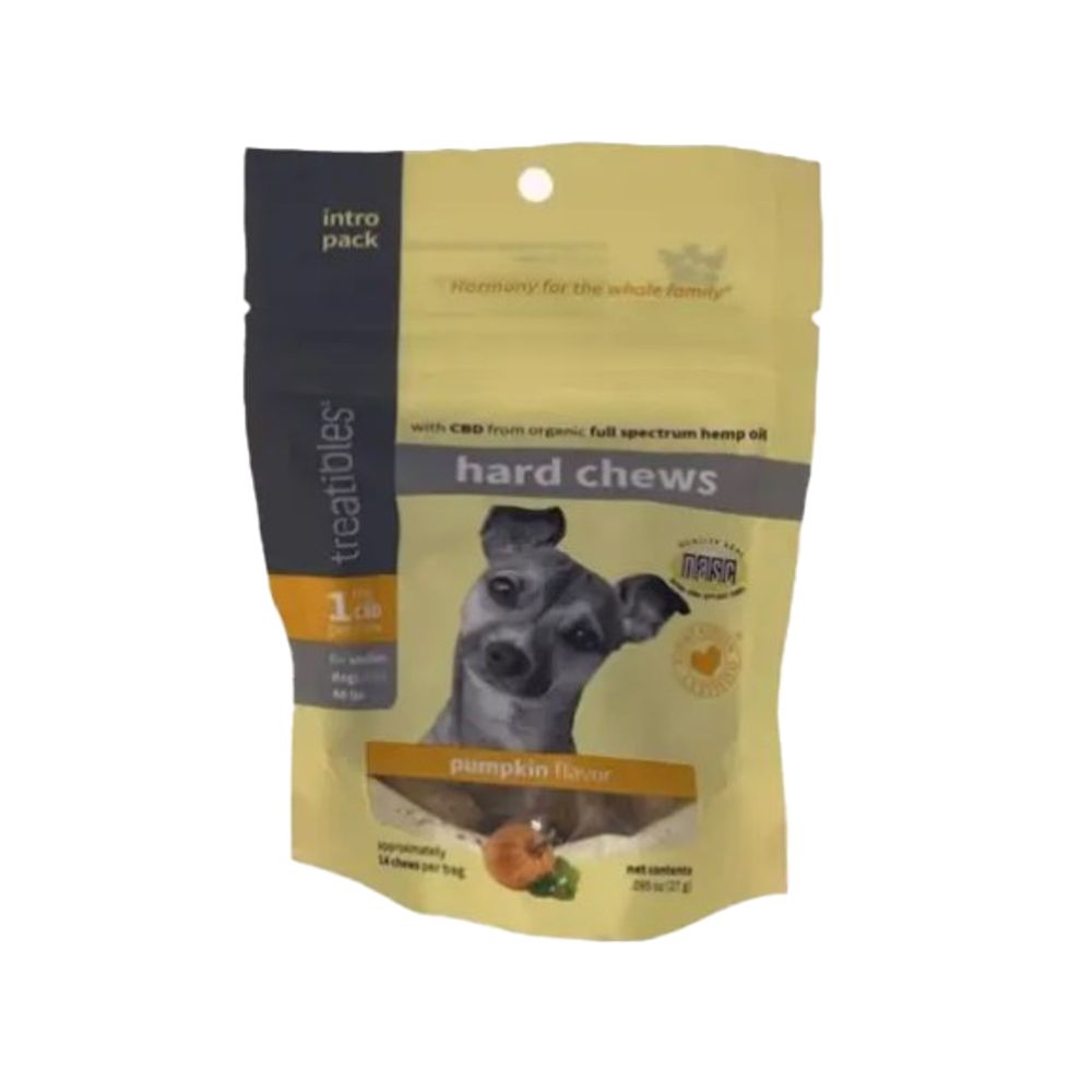 Treatibles, 1 MG Pumpkin Flavor CBD Hard Dog Chews, 14 ct