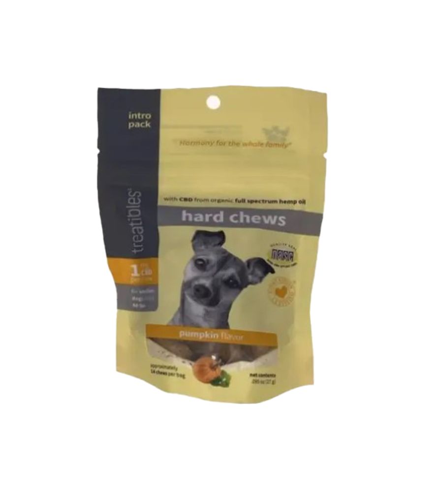 Treatibles, 1 MG Pumpkin Flavor CBD Hard Dog Chews, 14 ct