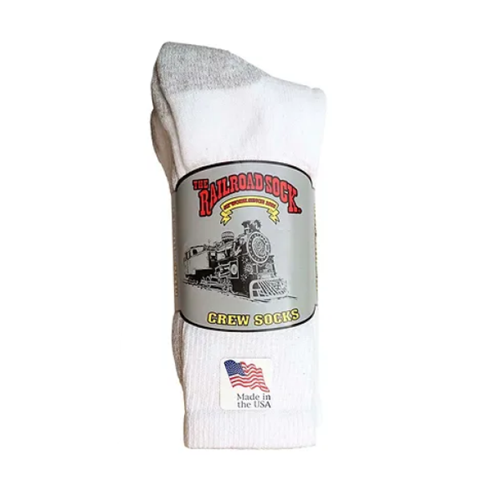 Railroad, Men's RW50 White Crew Socks, 4 pk