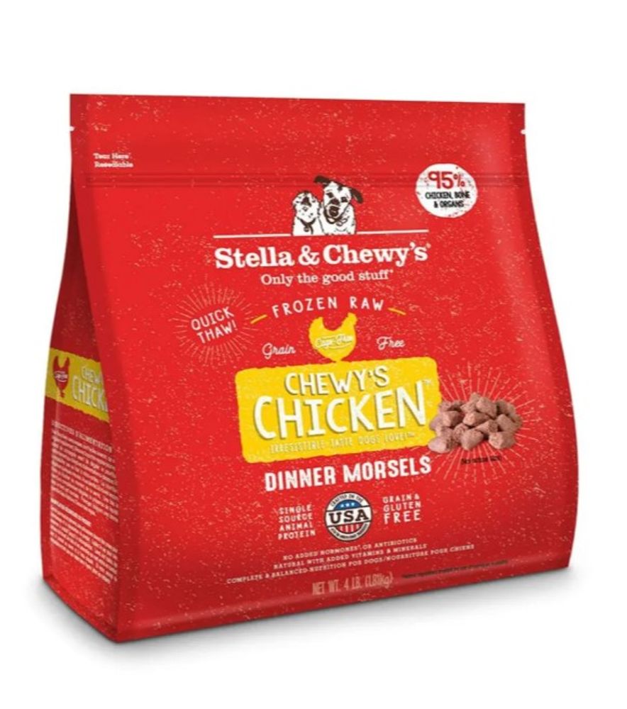 Stella & Chewy's, Chicken Frozen Raw Dinner Morsels Dog Food, 4 lb