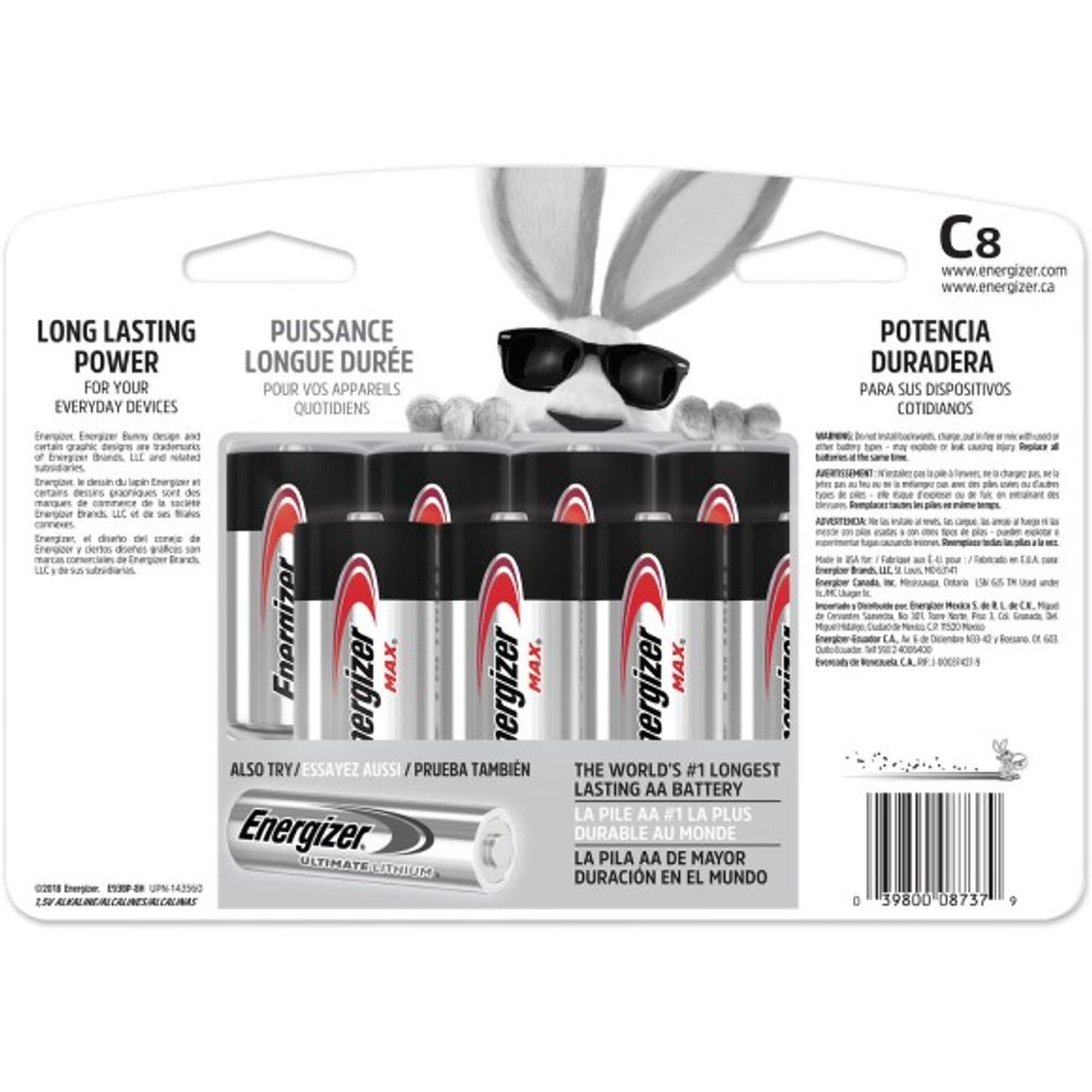 Energizer, MAX C Alkaline Batteries, 8 pk