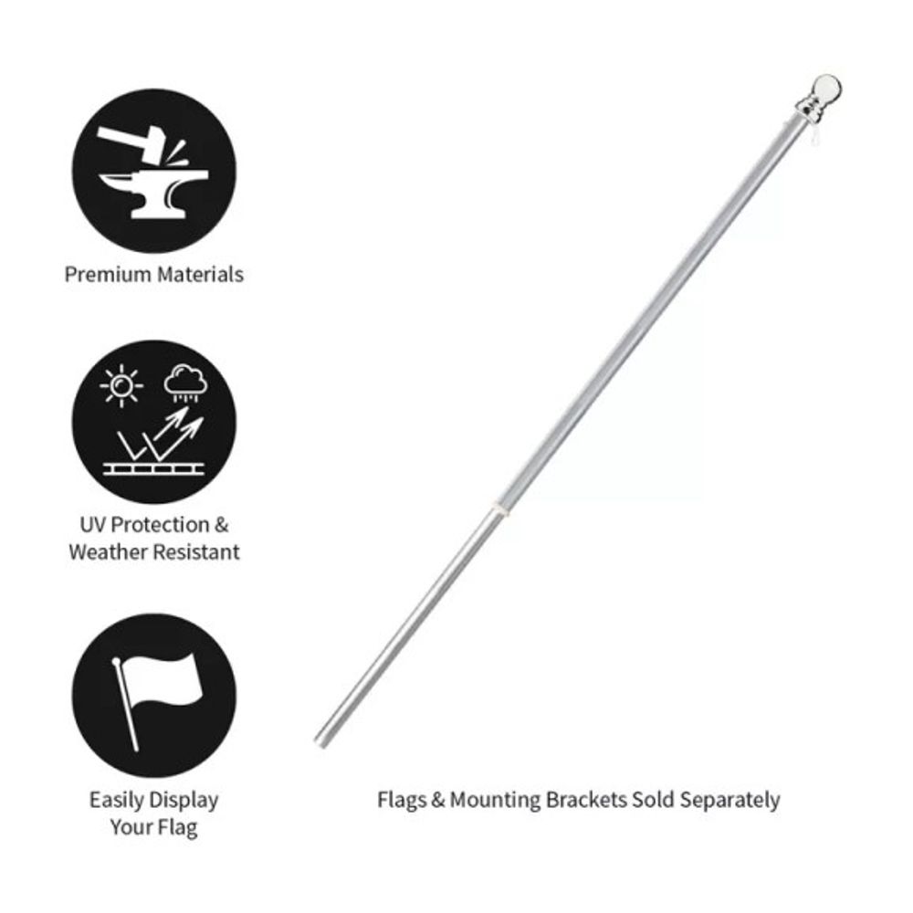 Evergreen, Chrome Finish Aluminum Anti-Wrap Flag Pole Tube, 56 in