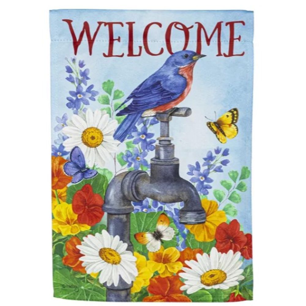 Evergreen, Vintage Water Tap Garden Suede Flag, 18"