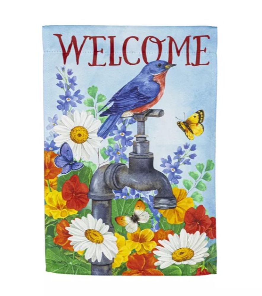 Evergreen, Vintage Water Tap Garden Suede Flag, 18"