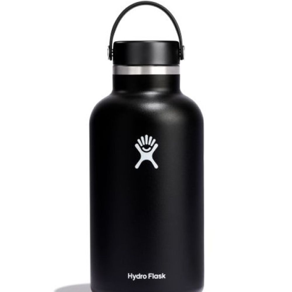 Hydro Flask, Black Wide Mouth Flex Cap Water Bottle, 64 oz