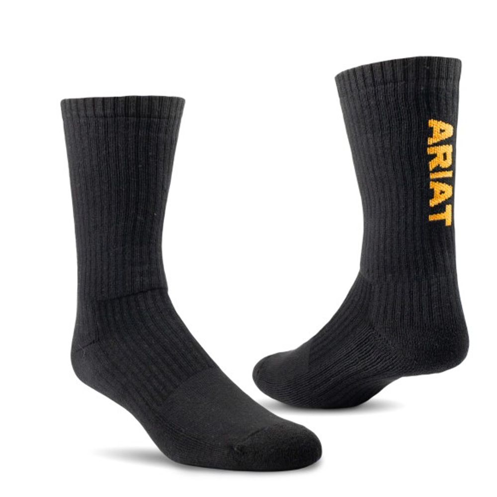 Ariat, Unisex Premium Ringspun Cotton Crew Work Sock, 3 pk