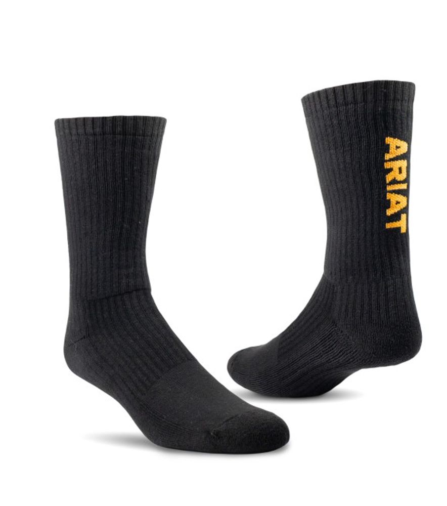 Ariat, Unisex Premium Ringspun Cotton Crew Work Sock, 3 pk
