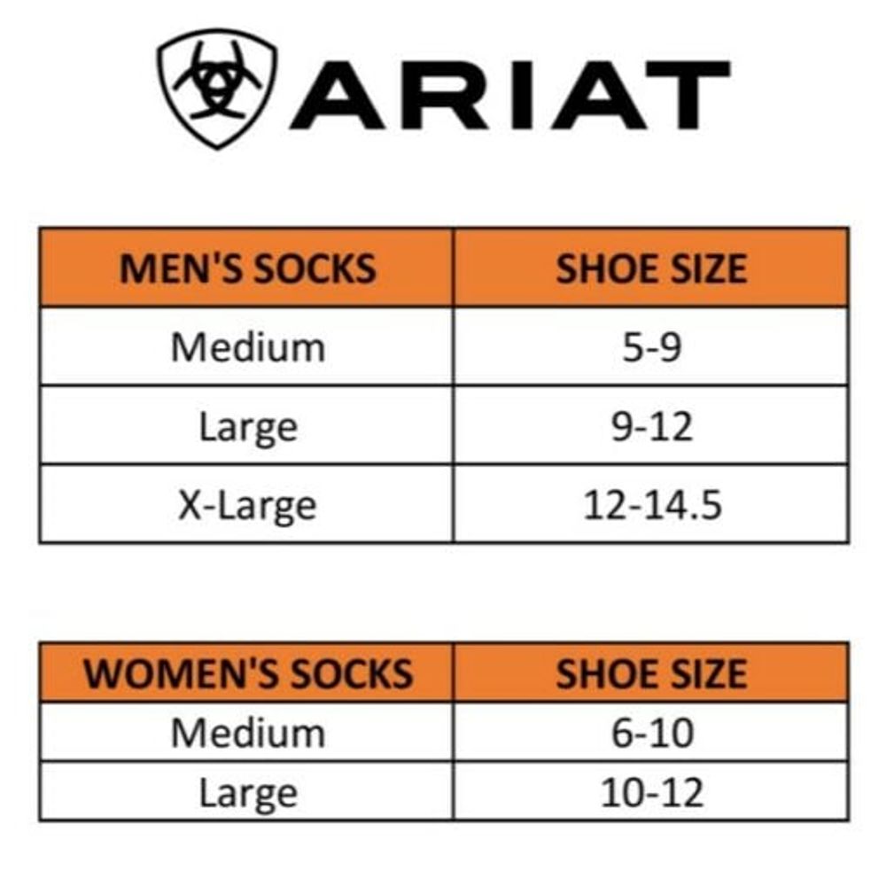 Ariat, Unisex Premium Ringspun Cotton Crew Work Sock, 3 pk