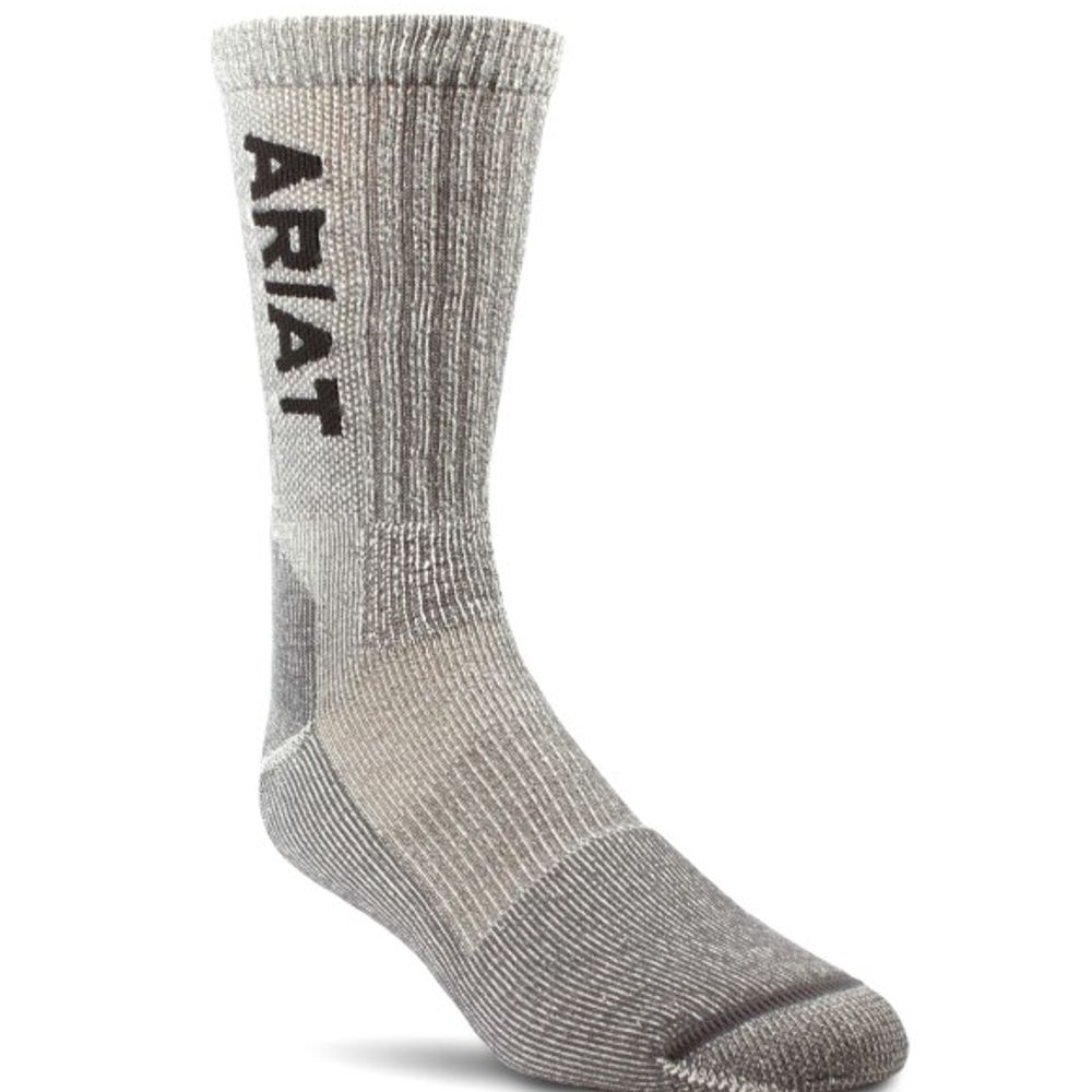 Ariat, Unisex Brown Lightweight Merino Wool Blend Steel Toe Work Sock, AR2187-239