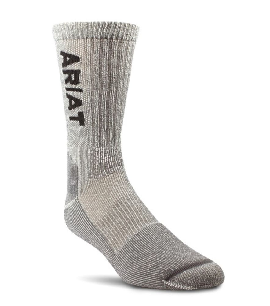 Ariat, Unisex Brown Lightweight Merino Wool Blend Steel Toe Work Sock, AR2187-239