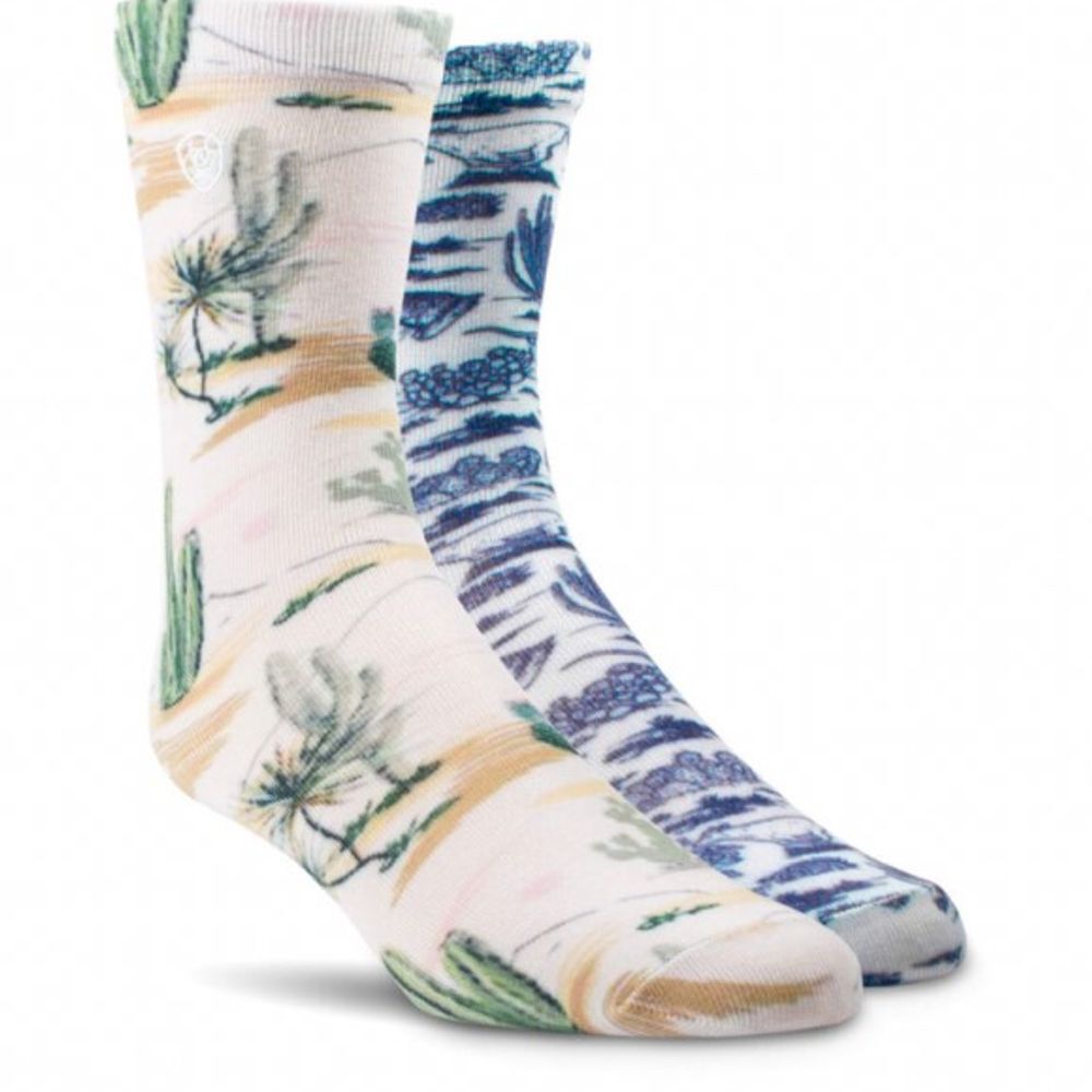 Ariat, Ladies Western Arid Landscape Crew Sock, 2 pk