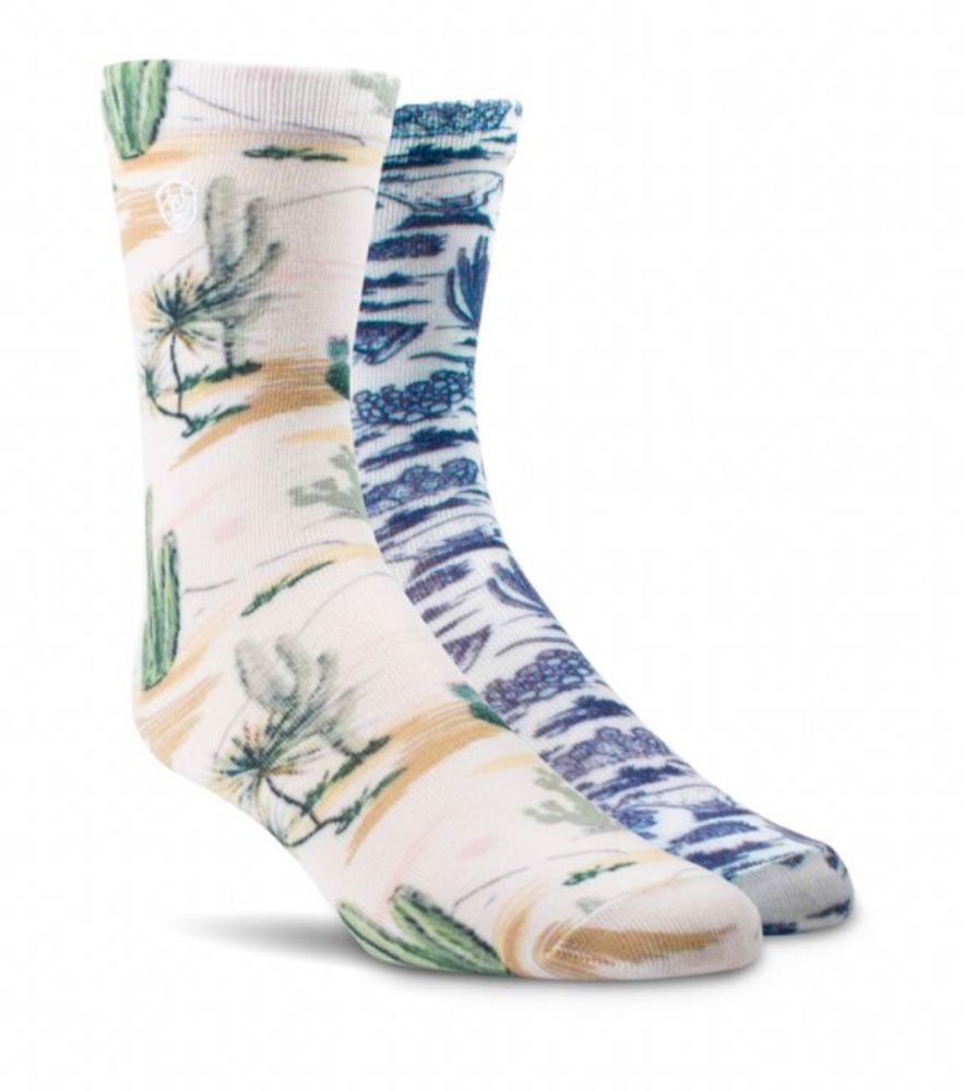 Ariat, Ladies Western Arid Landscape Crew Sock, 2 pk