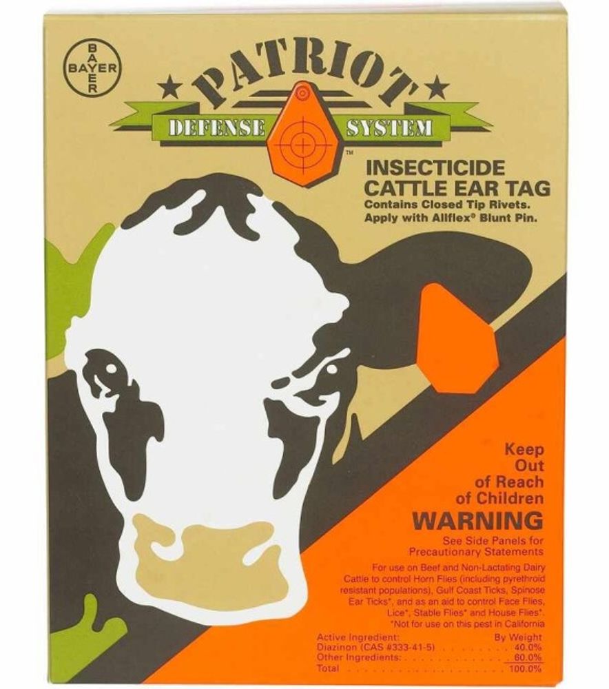 Bayer, Patriot Insecticide Fly Ear Tag, 20 pk