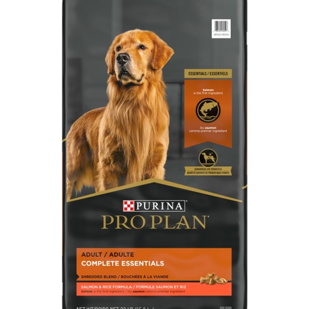 Purina Pro Plan, Adult Complete Essentials Shredded Blend Salmon & Rice Dog Food, 33 lb