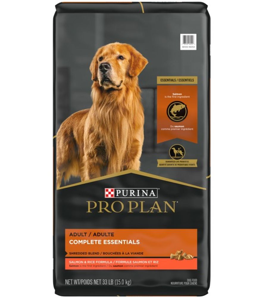 Purina Pro Plan, Adult Complete Essentials Shredded Blend Salmon & Rice Dog Food, 33 lb