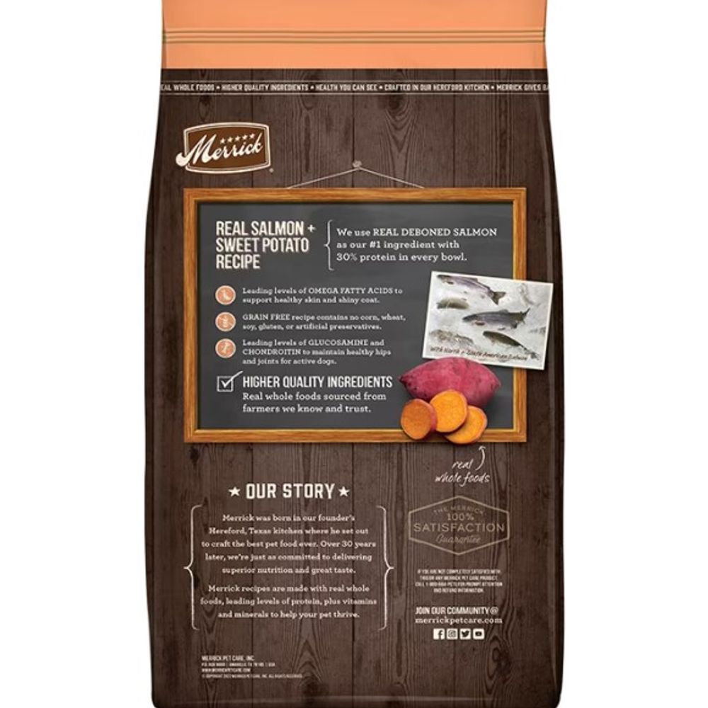 Merrick, Grain Free Salmon & Sweet Potato Recipe Dog Food