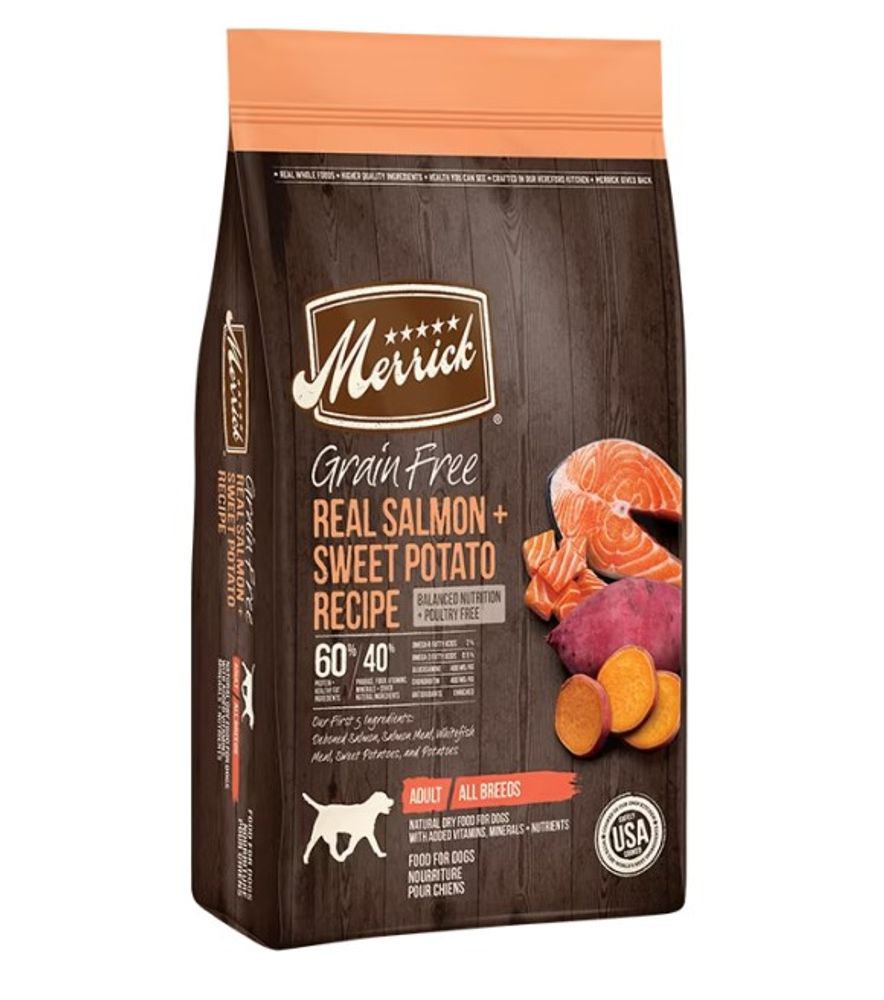 Merrick, Grain Free Salmon & Sweet Potato Recipe Dog Food