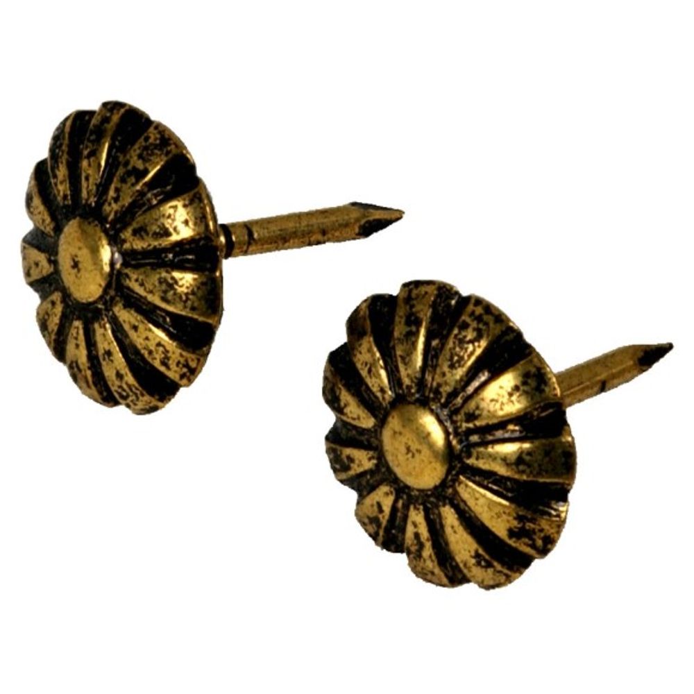 Hillman, Antique Brass Daisy Oxford Furniture Nails, 25 pk