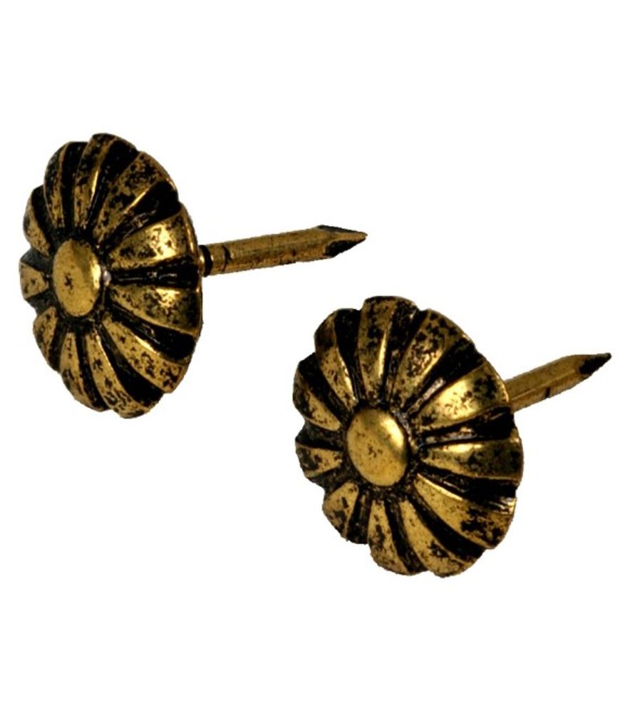 Hillman, Antique Brass Daisy Oxford Furniture Nails, 25 pk